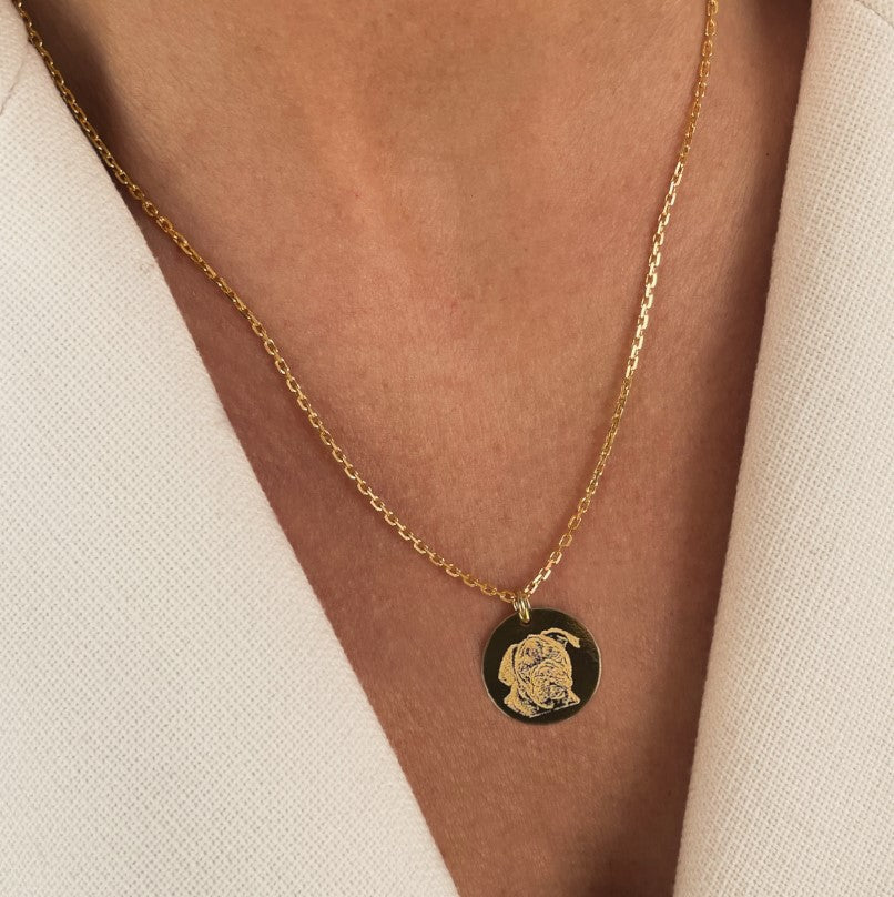 Collier avec pendentif 15mm or / photogravure