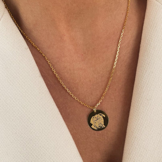 Necklace with pendant 15mm gold / photo engraving / NOW PRE-ORDER / AVAILABLE FROM 23.05.2022