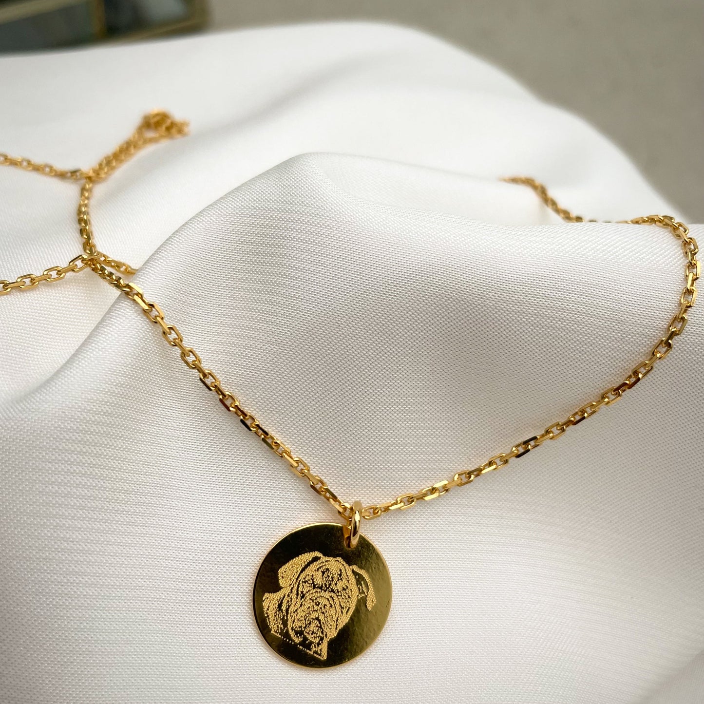 Collier avec pendentif 15mm or / photogravure