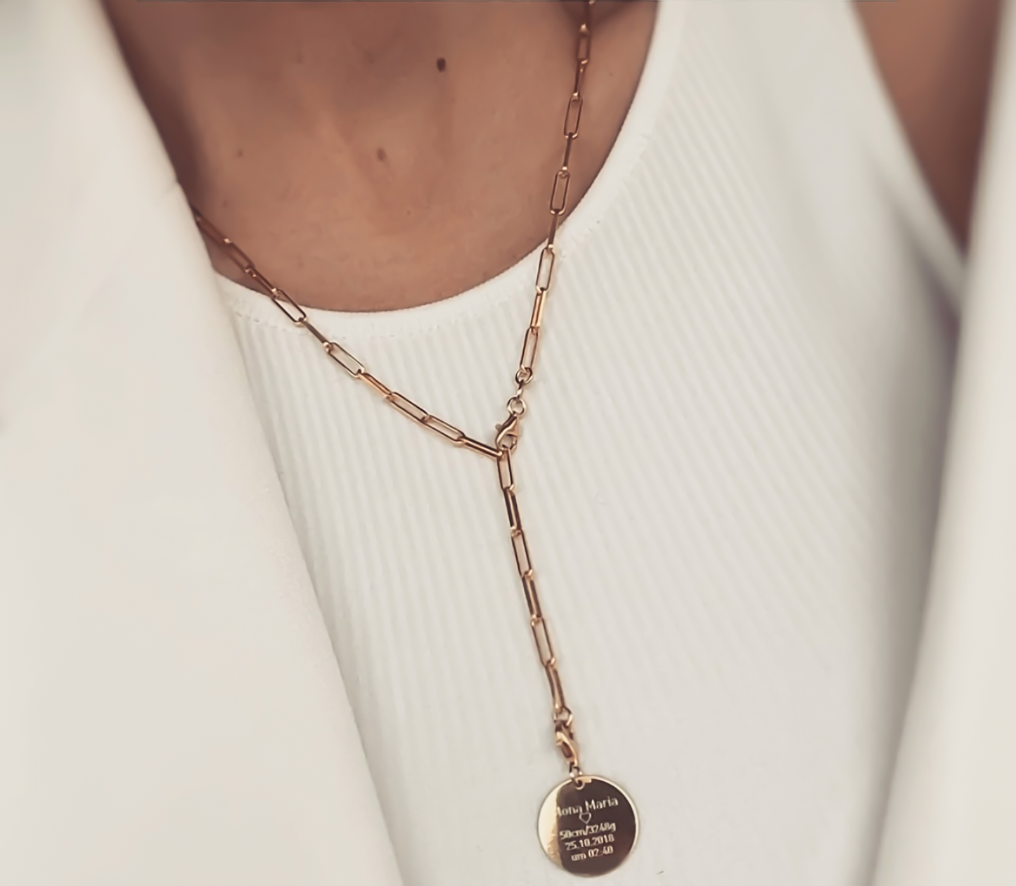Gliederkette mit Textgravur – Roségold