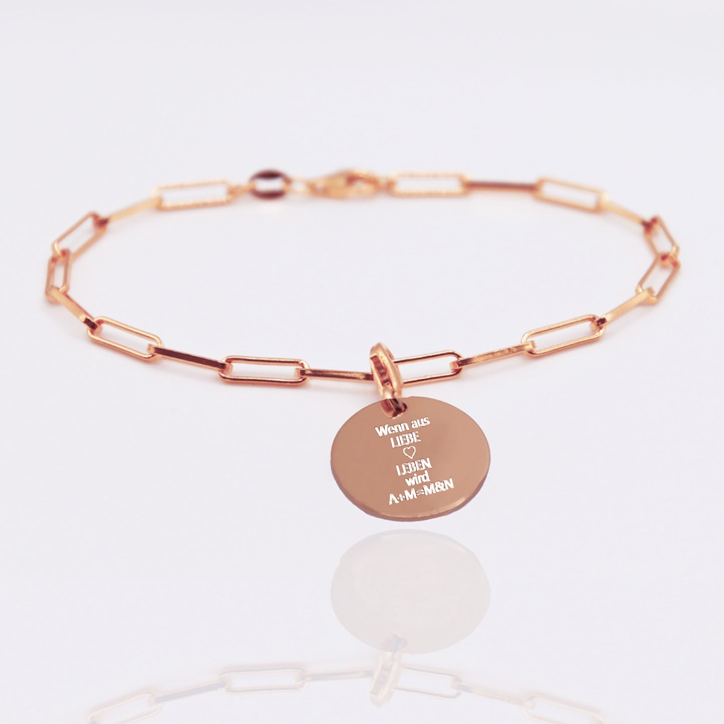 Gliederarmband mit Textgravur - Roségold
