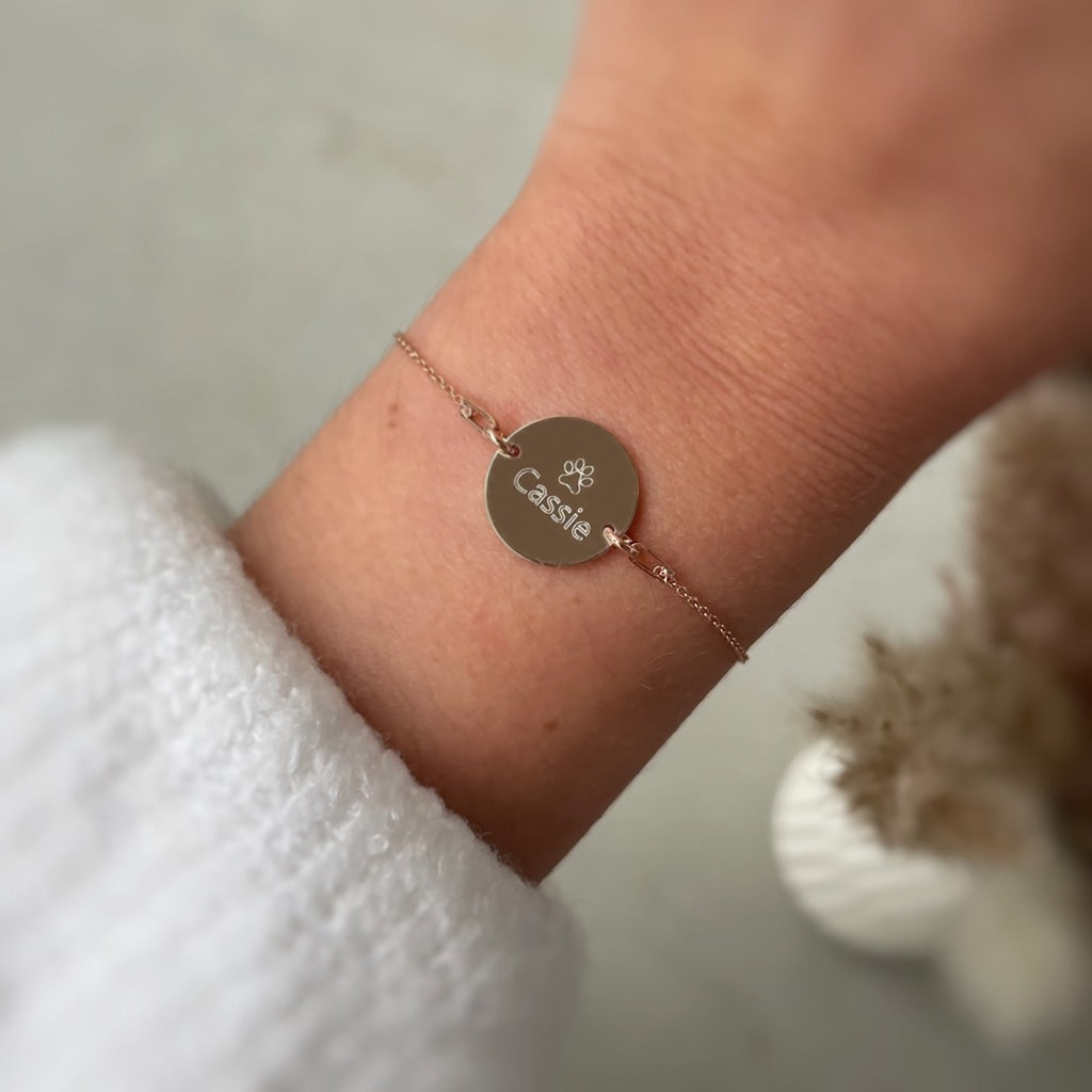 Feines Armband mit Textgravur - Roségold