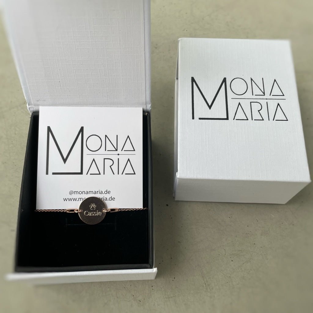 Feines Armband mit Textgravur - Gold - Mona Maria