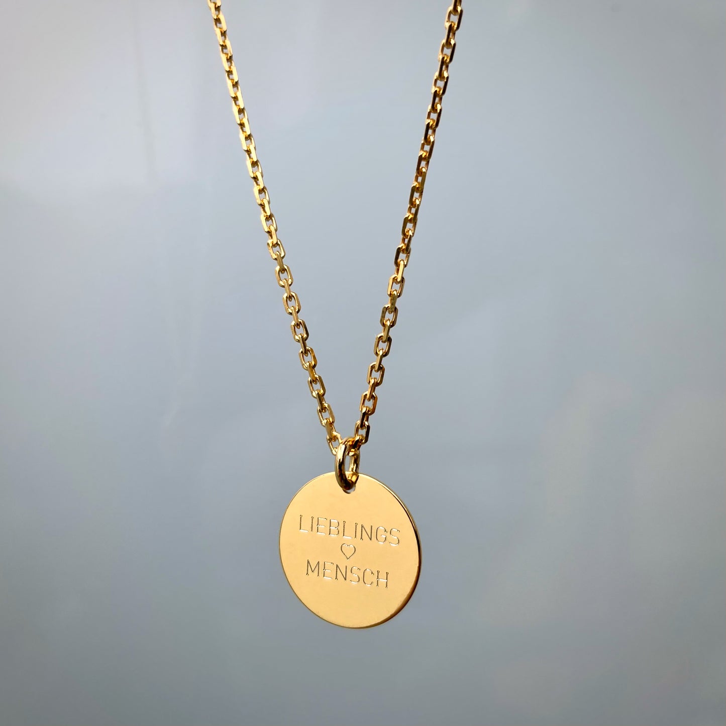 Feine Ankerkette mit Textgravur - Gold