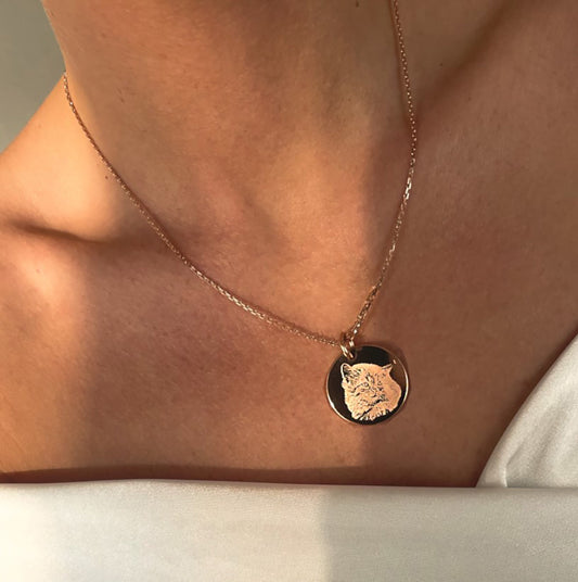 Feine Ankerkette mit Fotogravur - Roségold