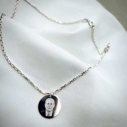 Feine Ankerkette mit Fotogravur - Silber