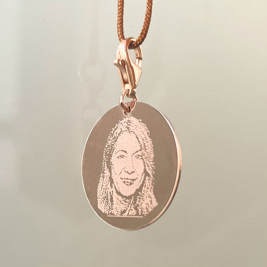 PENDENTIF DENISE AVEC PHOTO EN OR ROSE