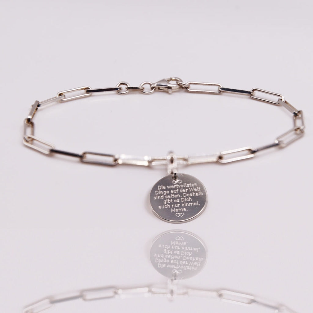 Gliederarmband mit Textgravur - Silber