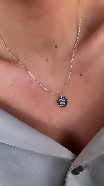 Collier avec pendentif 15mm argent / texte gravé