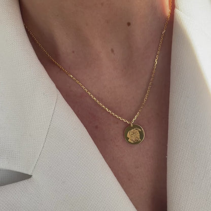 Necklace with pendant 15mm gold / photo engraving / NOW PRE-ORDER / AVAILABLE FROM 23.05.2022