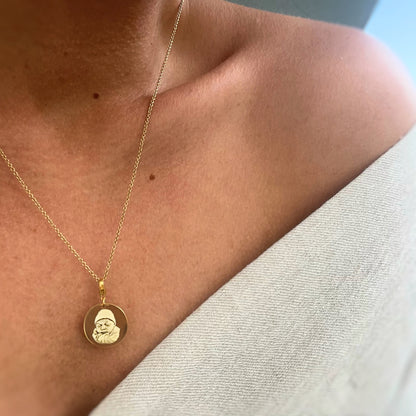 Chain pendant gold 18mm with carabiner / PHOTOGRAVURE