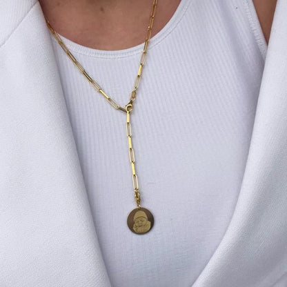 DENISE NECKLACE WITH PENDANT GOLD / PHOTO ENGRAVING