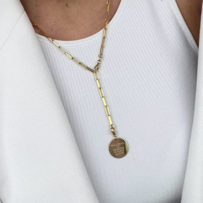 DENISE NECKLACE WITH PENDANT IN GOLD / TEXT ENGRAVING