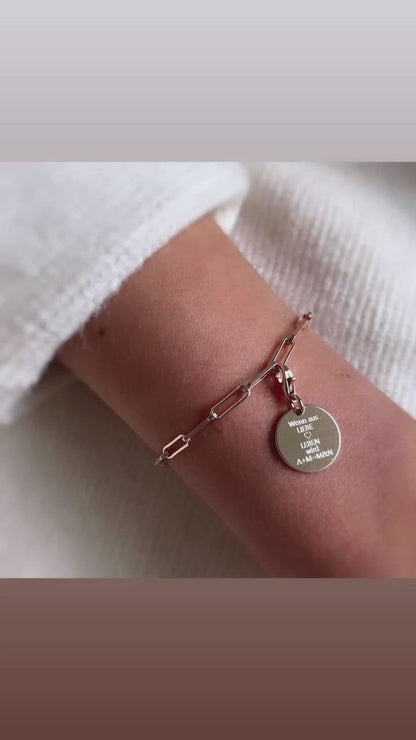 Gliederarmband mit Textgravur - Roségold
