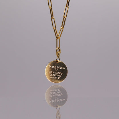 DENISE NECKLACE WITH PENDANT IN GOLD / TEXT ENGRAVING