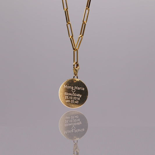 Gliederkette mit Textgravur – Gold