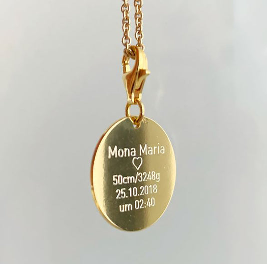 Kettenanhänger mit Textgravur – Gold