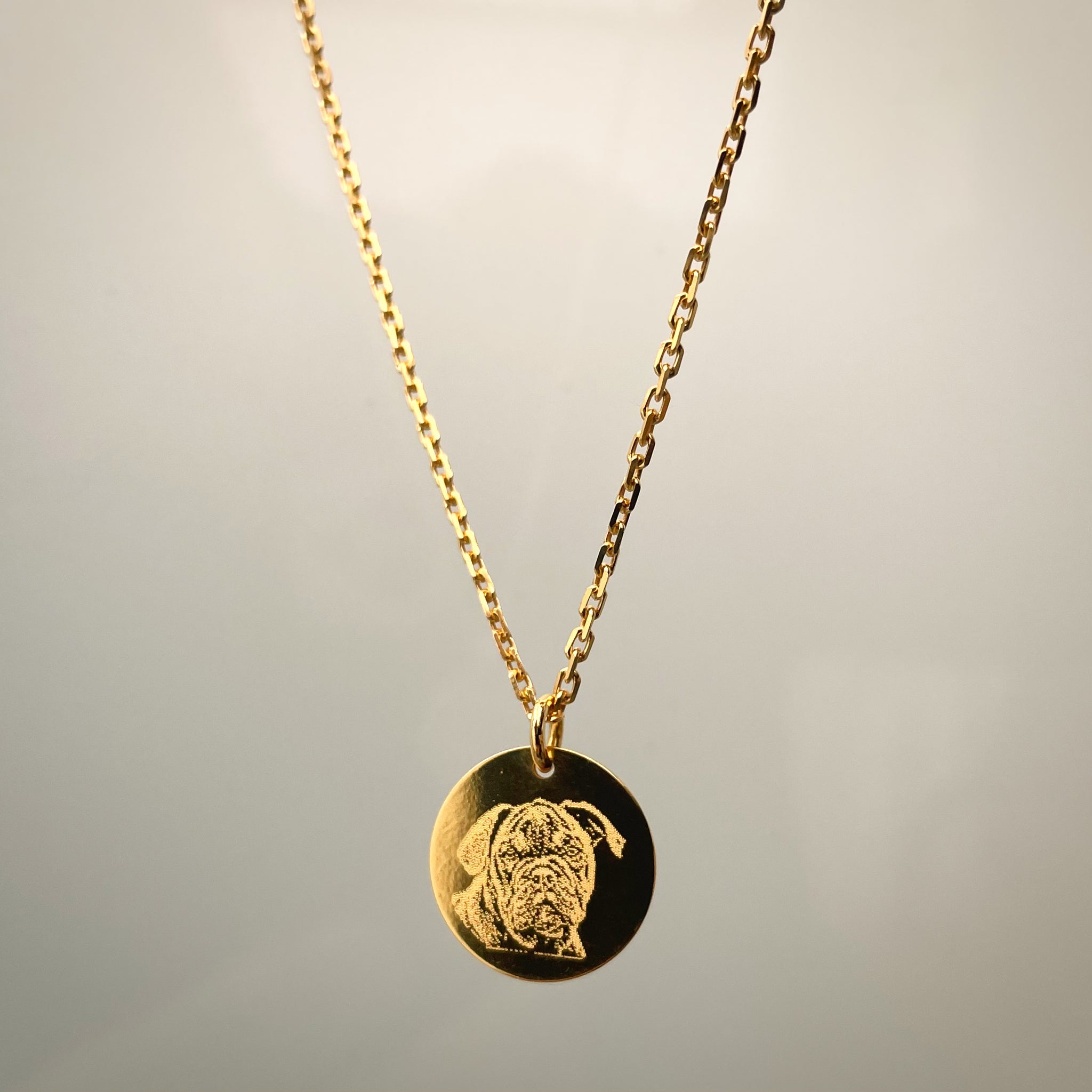 Necklace with pendant 15mm gold photo engraving