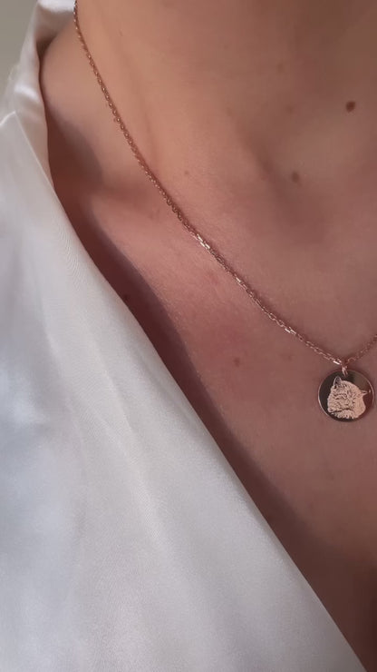 Feine Ankerkette mit Fotogravur - Roségold