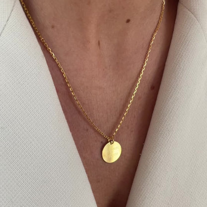 Collier avec pendentif 15mm or / texte gravé