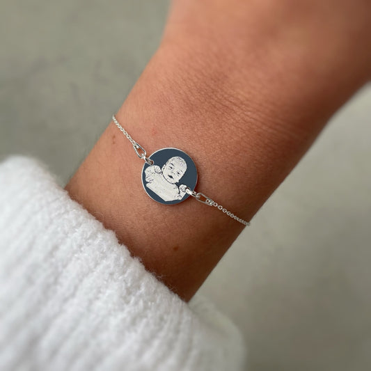 Feines Armband mit Fotogravur - Silber