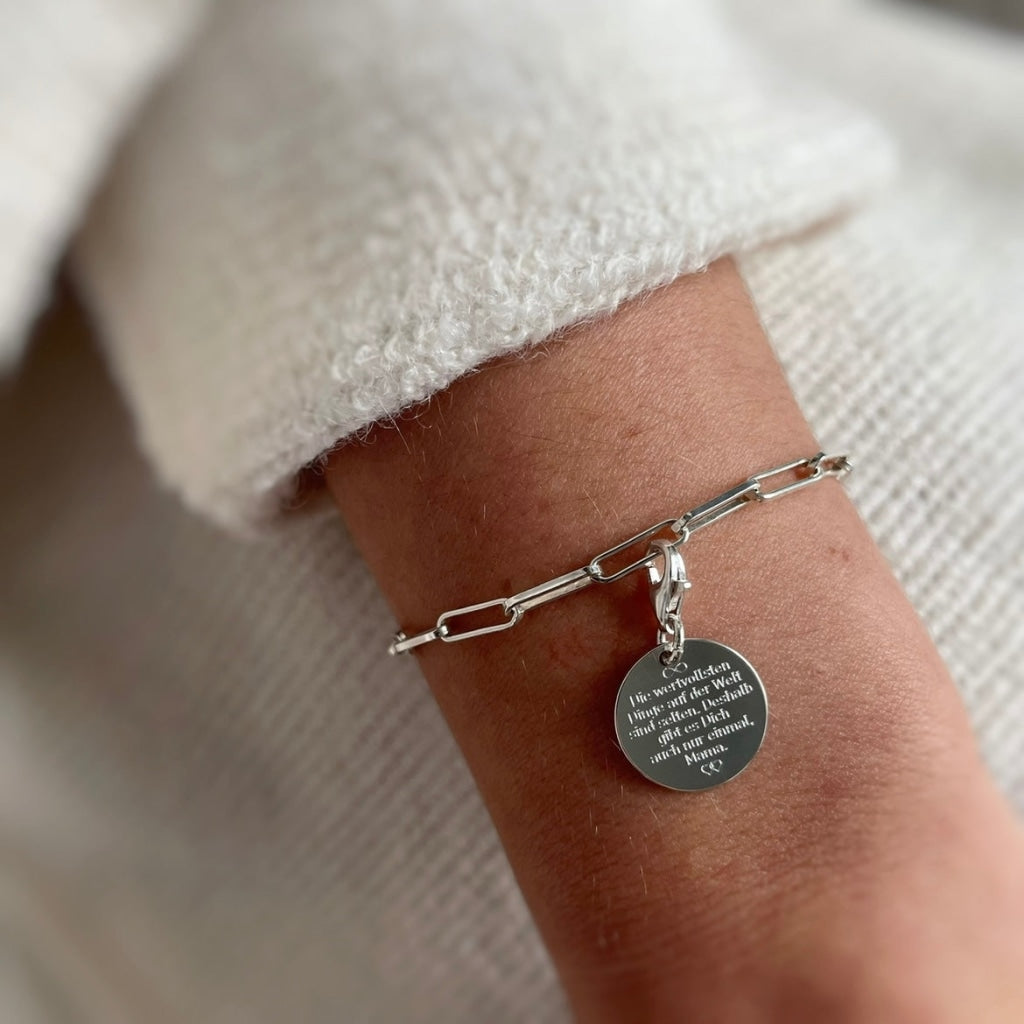 Gliederarmband mit Textgravur - Silber