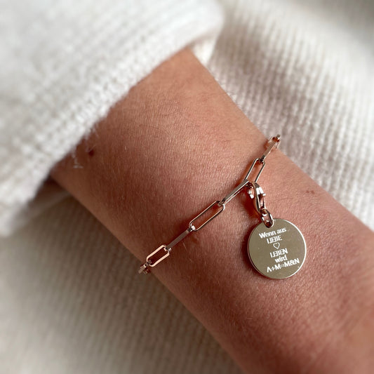 Gliederarmband mit Textgravur - Roségold