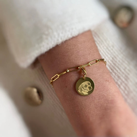 Gliederarmband mit Fotogravur - Gold