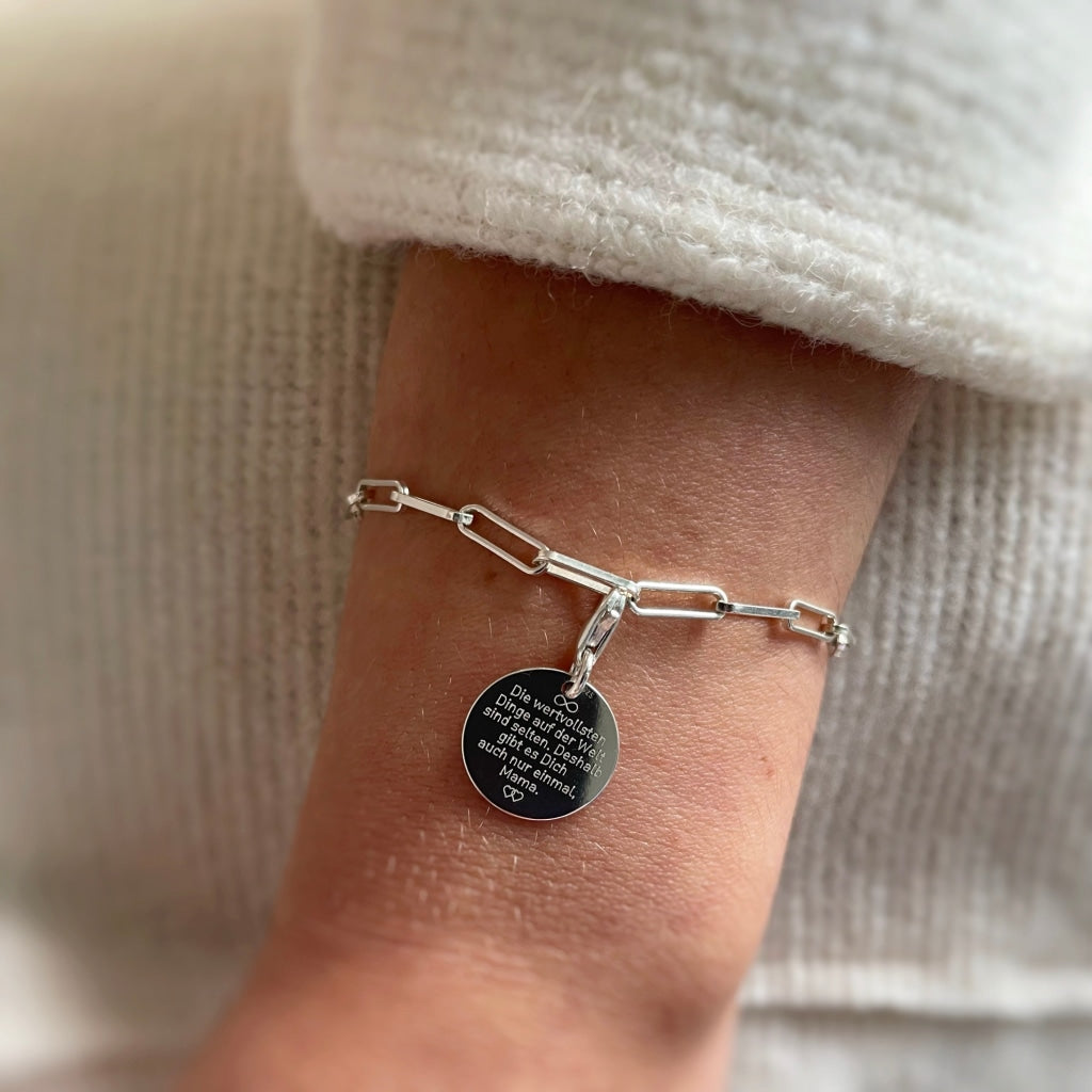 Gliederarmband mit Textgravur - Silber