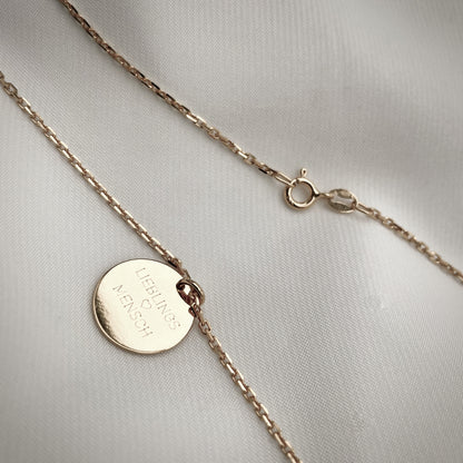 Collier avec pendentif 15mm argent / texte gravé