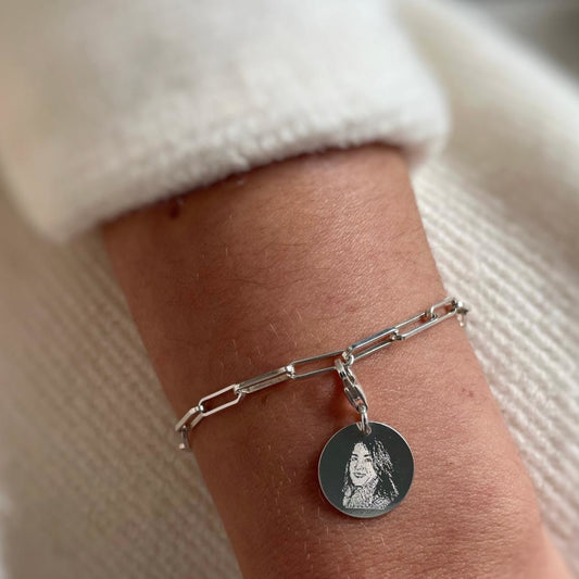 Gliederarmband mit Fotogravur - Silber
